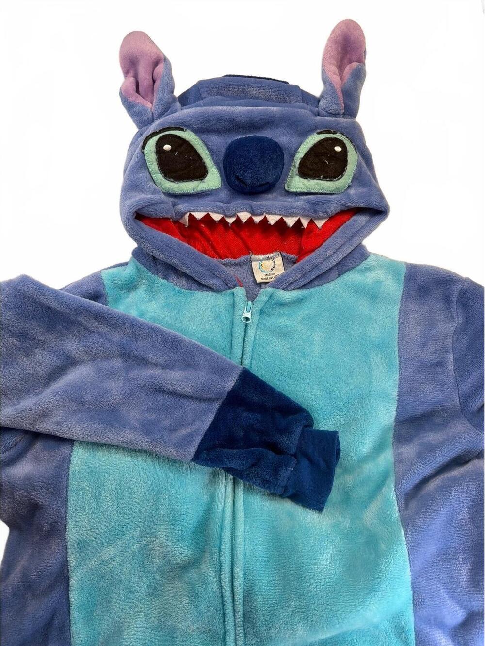 Stitch Plush Costume Onesie Pajama Halloween Fleece Union Suit Adult Size Medium